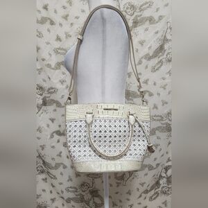 Bowie Elegant Cream And White Brahmin Handbag With Shoulder Strap